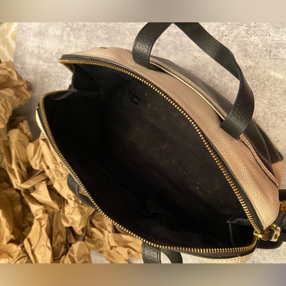 Fossil 1954 Two Toned Black & Ivory Crossbody Leather Satchel - Picture 7 of 8